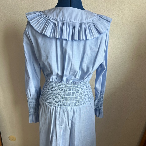 Tory Burch Smoked Cotton Dress Sky Blue Size 6 - Like New - Picture 2 of 8